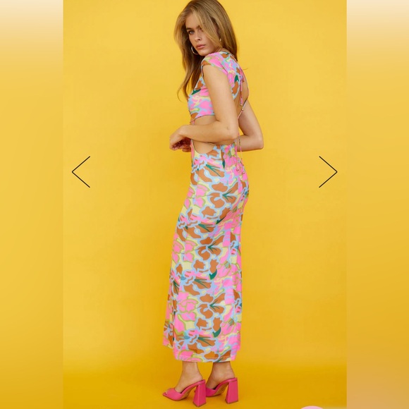 Hello Molly Groovy Feeling Midi Dress Pink - Picture 3 of 4